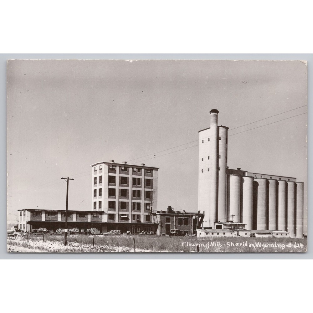Vintage Sheridan WY Real Photo Postcard c.1920s‎ Flour Mill Bags Butte MT RPPC